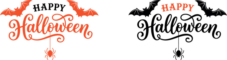 Halloween greeting graphics with bats and spiders © Niloy