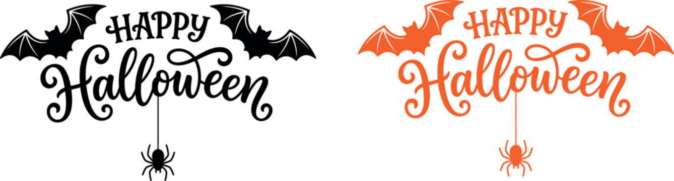 Halloween greeting graphics with bats and spiders