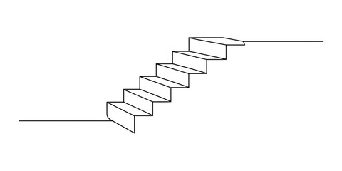 Minimalist continuous line drawing of a staircase leading upwards Vector, illustration © Creative_Outline2019