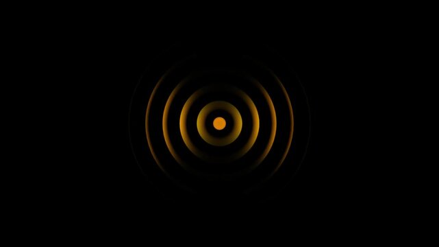 Wave diffusion animation, alpha channel.Abstract futuristic Radio waves icon animation on black background 4k animation