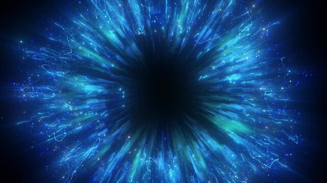 4K Blue Glitter Particle Explosion Abstract Light Burst Background Animation Video. Purple particles isolated on black. Trend effect for motion design, overlays, intros, or festive visuals.