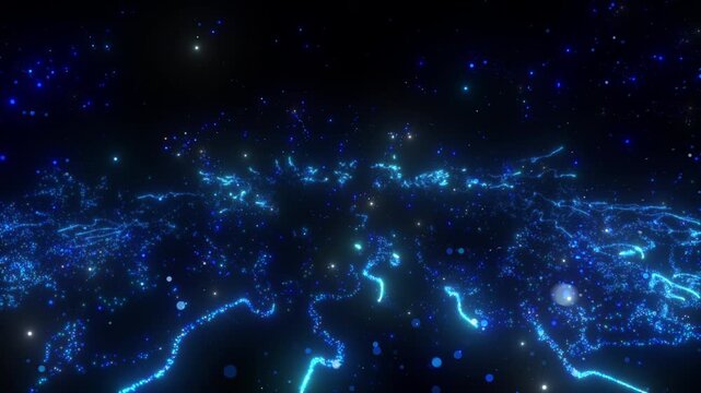 4K Blue Particle Energy Dome Background Animation, Glowing Plasma Shield with Expanding Light Wave for Motion Graphics, Sci-Fi and Technology Visuals