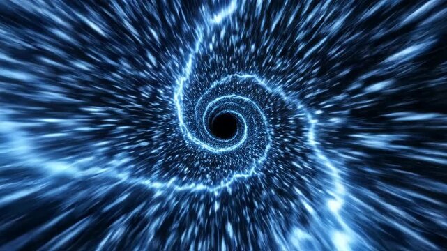 Dynamic blue light speed tunnel vortex in dark space