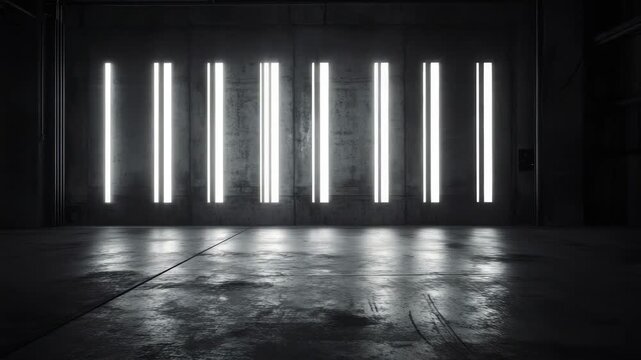 Industrial Building Interior Scene with Striking Lighting Patterns