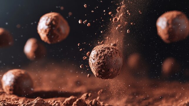floating chocolate truffles generative ai