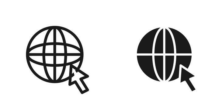 Global web browser internet connection globe with arrow cursor icon