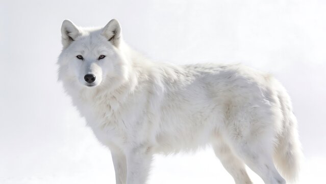 Arctic Wolf Standing in Snowy Landscape