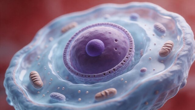 Cellular structure with nucleus and organelles
