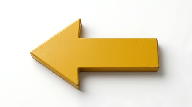 Single solid yellow directional arrow pointing left isolated with direction navigation isolated pointing