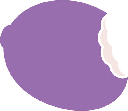 Purple Fruit with Bite Mark Illustration.
