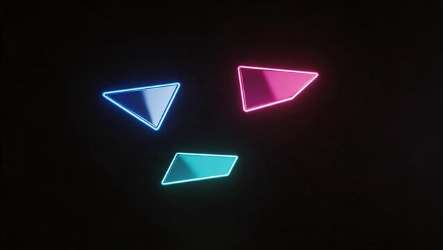 neon geometric shapes on dark background