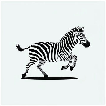 Black and white zebra running free.
