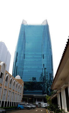 Modern glass architecture of the State-owned enterprises of Indonesia building office tower in the city center, on June 29, 2026 in Kebon Sirih, Jakarta, Indonesia.