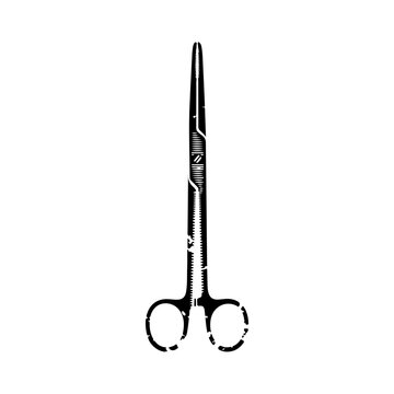 Black and White Illustration of Surgical Forceps.
