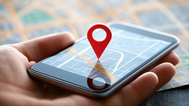 Smartphone with map, 3D Map pins, GPS, navigator pin checking points, 3D World Map icon, technology and application mobile smart phone with mobile, delivery tracking, transportation, generate by AI