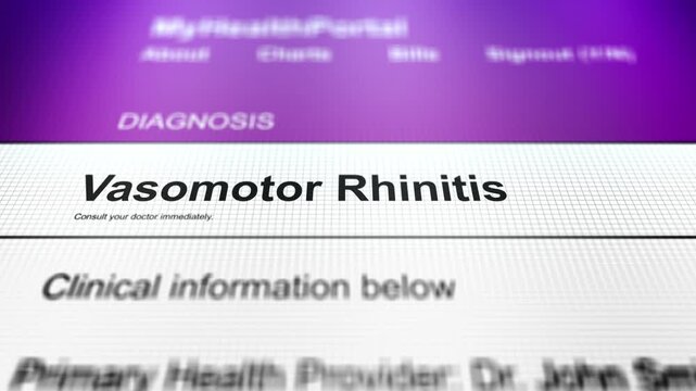 Generic Health Portal with Nasal Health Diagnosis - Vasomotor Rhinitis