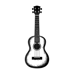Naklejka premium Black and White Illustration of a Ukulele.