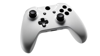 Isolated white modern video game controller for console gaming or PC gaming accessory © Niamh