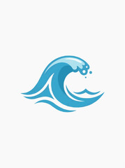 Naklejka premium Stylized Blue Ocean Wave Icon with White Background
