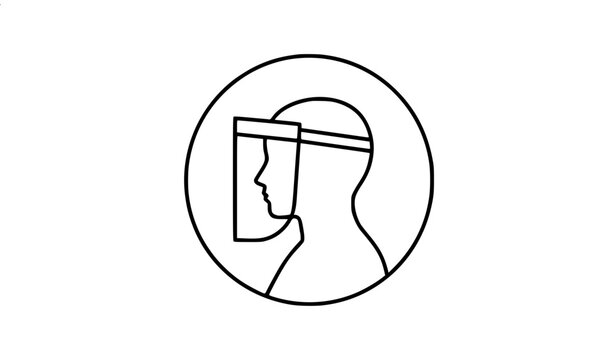 Protective Face Shield Safety Icon Editable Stroke Vector