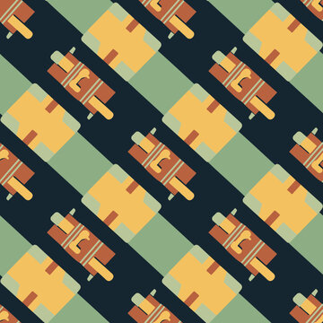 Seamless pattern of Torah scrolls and books in flat design style. EPS Editable. Vector Illustrations.