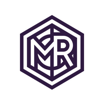Purple hexagonal monogram logo featuring the letters MR.
