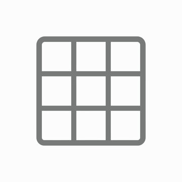 Minimalist gray three by three square grid icon.