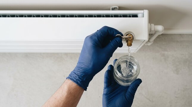 Professional Plumber Bleeding Home Radiator to Release Trapped Air and Improve Heating Efficiency