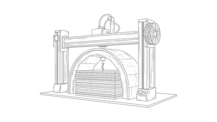 Fototapeta premium Industrial Construction 3D Printer Building Arch Structure Line Art