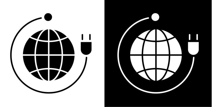 Global Power Icon Set White Glyph Style Collection