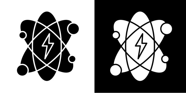 Atomic Energy Icon Set White Glyph Style Collection
