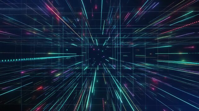 Light Trails in Deep Space Tunnel Surging Forward
