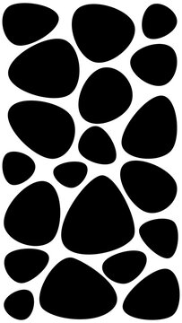 Set of black abstract pebble shapes. Silhouettes of round stones and organic blobs for minimalist design