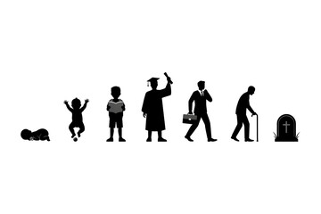 Obraz premium Black silhouette life stages from cradle to grave high resolution picture