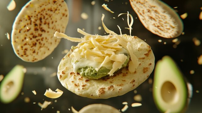 stuffed arepas floating in the air, generative ai