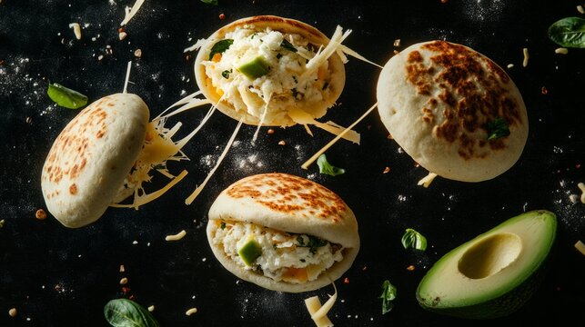stuffed arepas floating in the air, generative ai