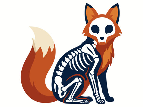 Skeleton Fox Mascot Vector Illustration