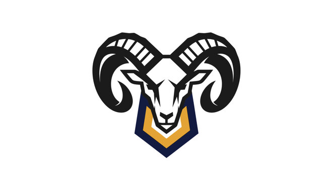 A stylized illustration of a ram's head.