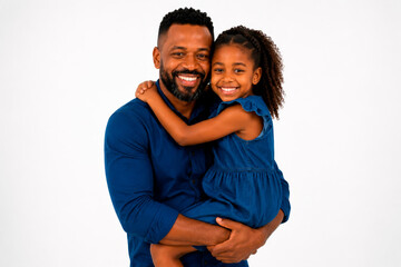Obraz premium Father holding his daughter in his arms during a Father's Day celebration.