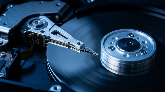 Inside of internal Harddrive HDD , Disassembled hard drive from the computer data hard drive backup disc hdd disk restoration restore recovery engineer
