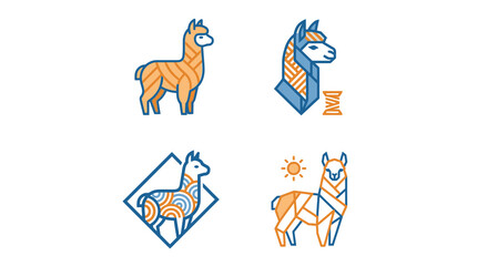 Obraz premium Artistic geometric llama and alpaca logo designs.