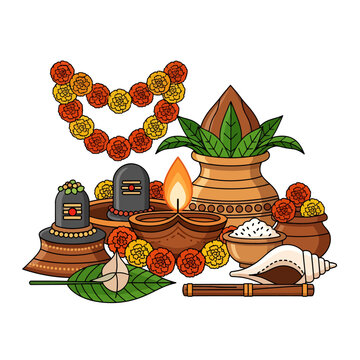Sawan Shivratri festival celebration with puja items and decor