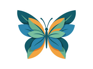 Fototapeta premium This vibrant butterfly artwork intricately designed with leafy elements symbolizes beauty, transformation, and nature's wonders, appealing to those who admire artistic and natural themes.