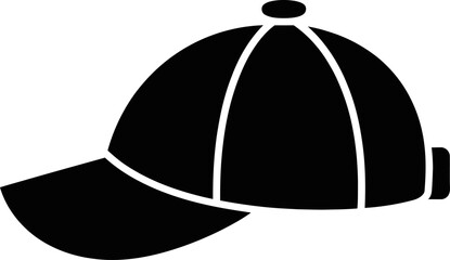 Fototapeta premium Baseball Cap Icon – Classic Adjustable Sports Hat Black Silhouette Vector Illustration
