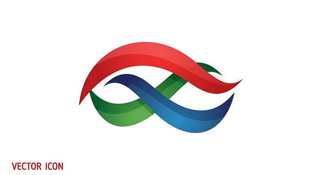 Abstract Colorful Wave Logo Design with Red Green and Blue Intertwining Swoosh Curves for Modern Corporate Branding