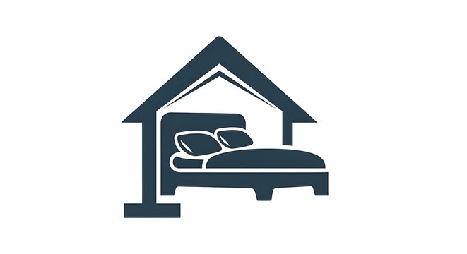 Minimalist Home Bed Icon Illustrating Comfortable Stay and Hospitality Services for Travel Booking and Accommodation Websites