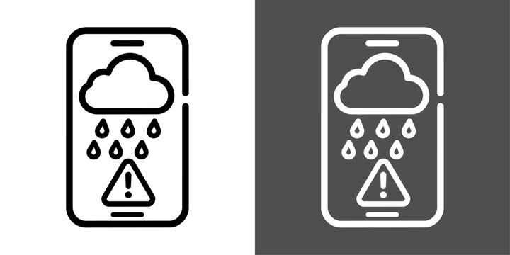 大雨警報アプリの太線ベクターアイコン