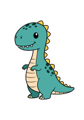 Fototapeta premium Cute cartoon dinosaur standing upright with a friendly smile.