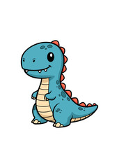 Fototapeta premium Cute cartoon dinosaur standing upright with a happy expression on its face.