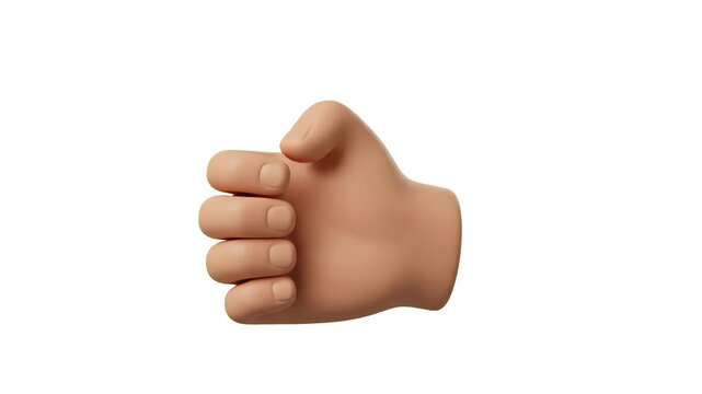 A clean 3D render of a human hand performing a thumbs up gesture against a white background, representing approval, like, or agreement. This versatile icon works well for UI designs, educational conte